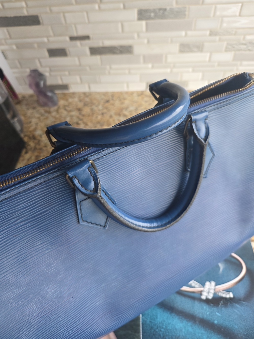 Blue EPI LOUIS VUITTON Women's Bag - Large Size 14 Inches (W) Length 10.5 - Picture 9 of 14